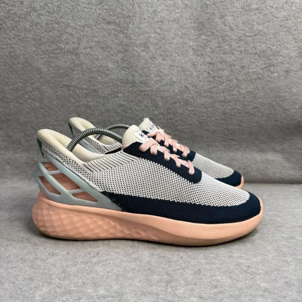 Kizik Athens Bahama Womens Shoes Size 7.5 White Pink Hands Free Slip On Sneakers
